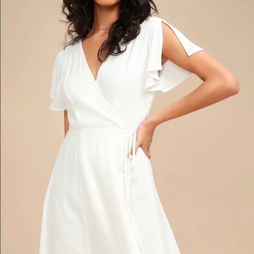 Lulus Harbor White Point Wrap Dress